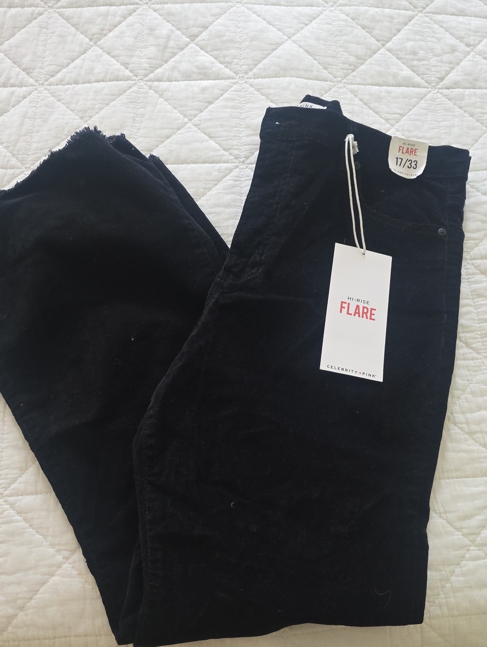 NWT Celebrity Pink Hi Rise Flare Black Corduroy Pants